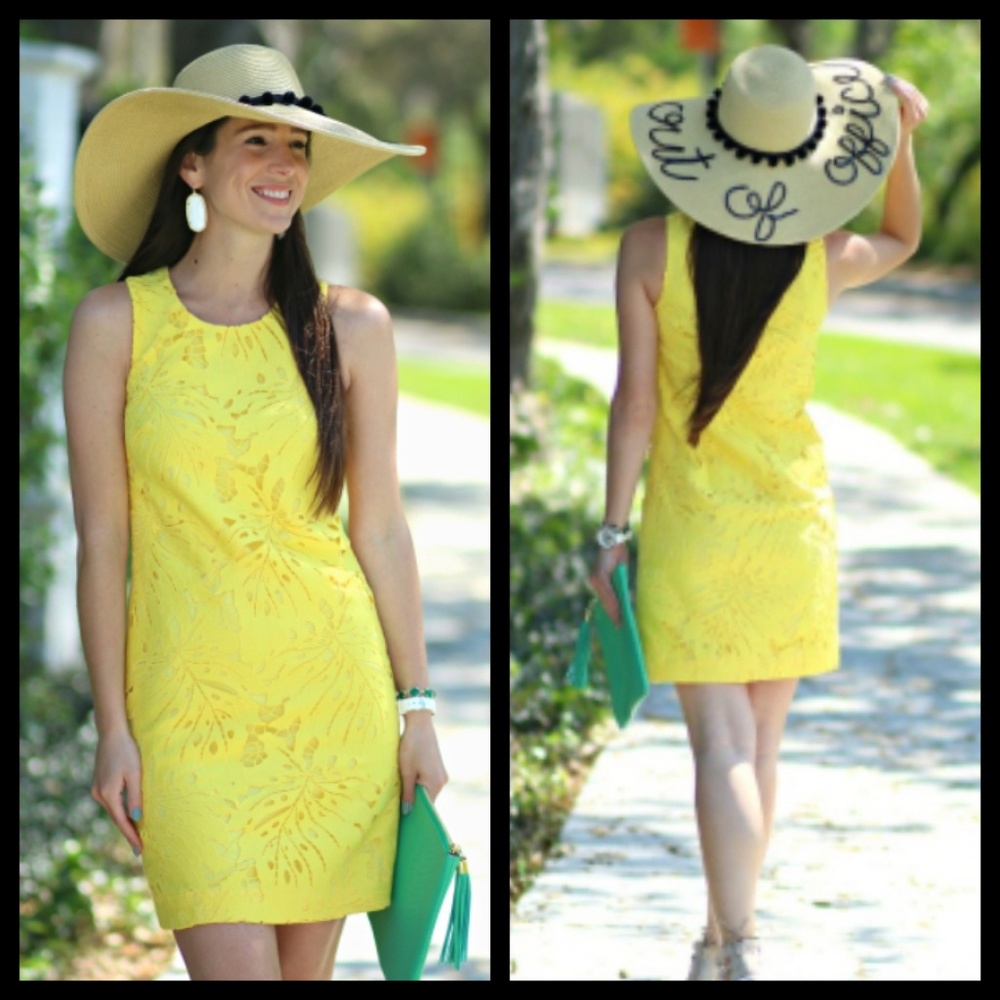 BANANA REPUBLIC YELLOW LACE SHIFT DRESS